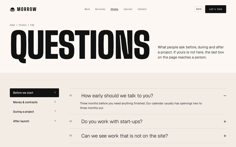 FAQ page preview