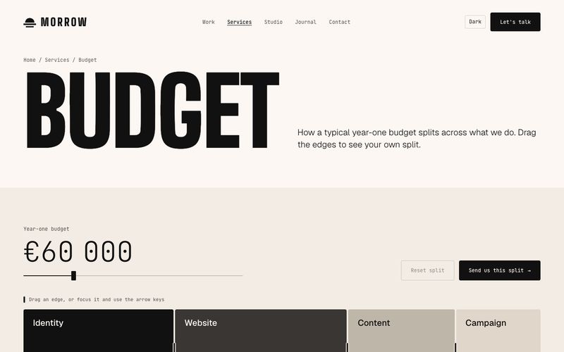 Budget split page preview