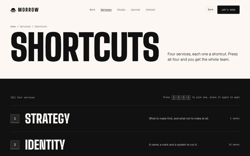 Shortcuts page preview
