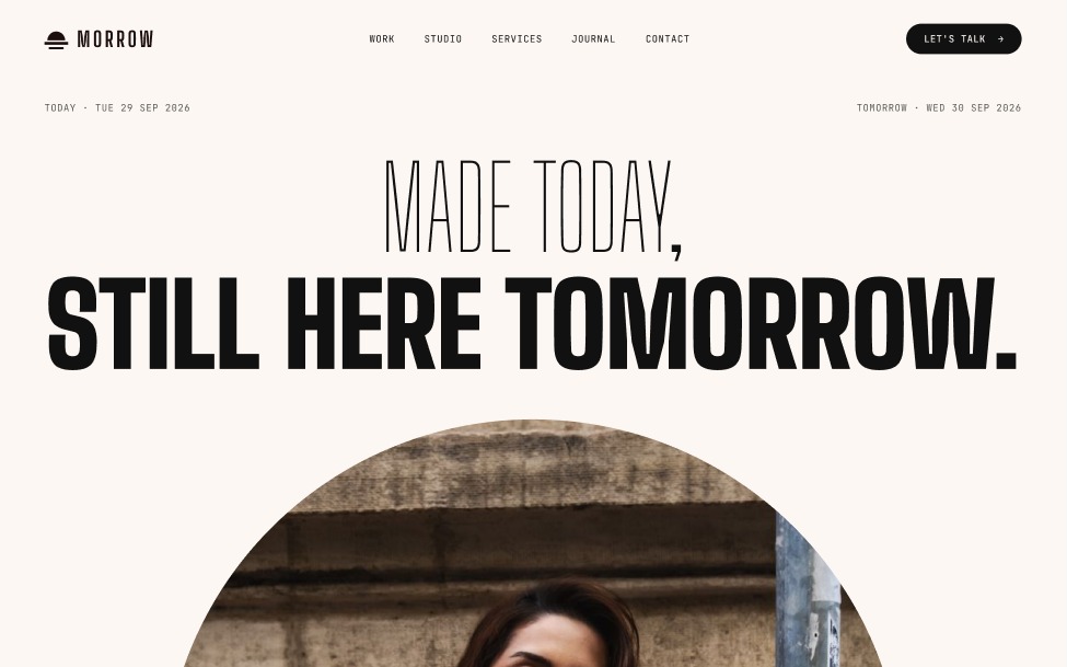 The Morrow Creative home page at desktop width