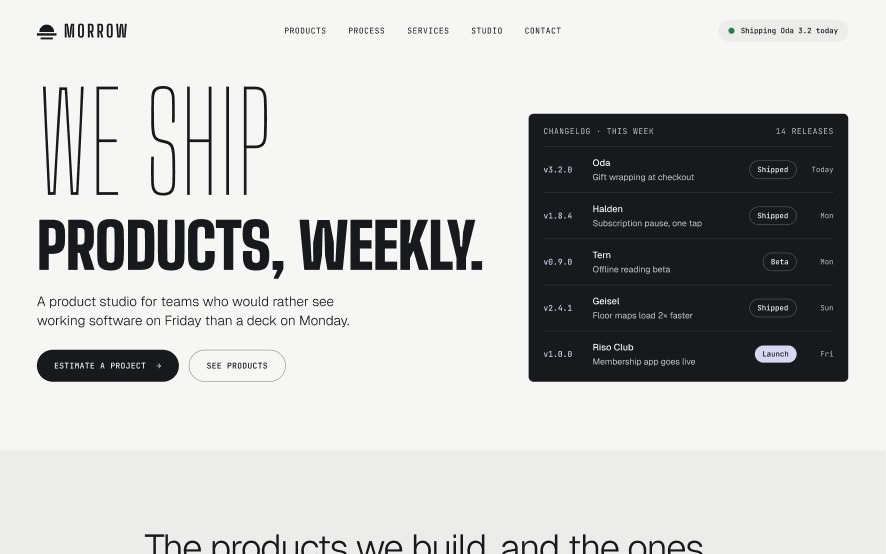 The Morrow Product home page